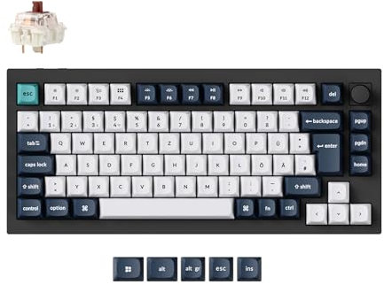 Keychron Q1 Max QMK/VIA Custom Mechanische Tastatur, 82-Key DE-ISO Layout Full Metal Programmable Knob,2.4 GHz/Bluetooth/Wired RGB Hot-Swappable Gateron Brauner Switch für Mac Windows Linux