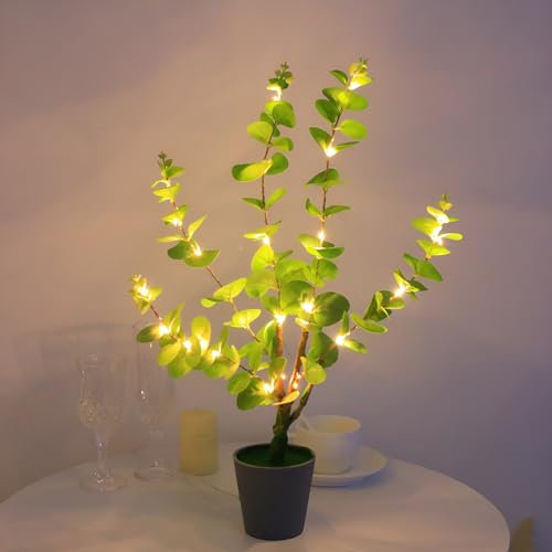 Tuzsocr LED Palmen Baum Licht,Lichterbaum Für Innen Deko,Funkelnder Beleuchteter Künstliche Baumlampe,Warmweiß,USB-Betrieben,für Tischdekoration für Wohnzimmer Party Schlafzimmer Büro (Stil 3)