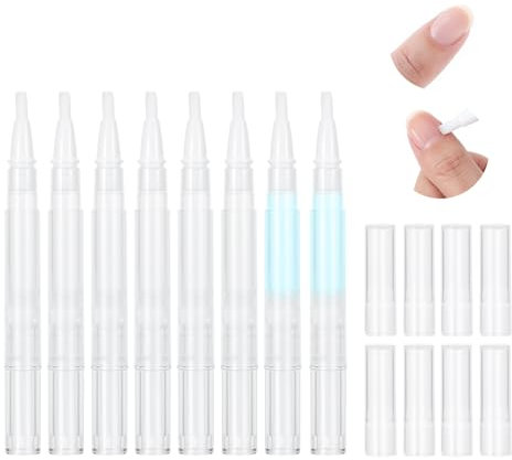YUXIANLB Cuticle Oil Pen Empty Cuticle Oil Pen For Nails Refillable Cuticle Oil Pen 8PCS Clear Twist Pen Nail Pen 3ml With Brush Reusable Practical Anti-Hangbnail For Lip Gloss Eyelash Growth Liquid