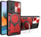 ILING Hülle für Xiaomi Redmi Note 10 Pro 4G, Metallisch Matte Textur Harte PC Stoßfeste Handyhülle, Weich Silikon TPU Bumper Schutzhülle mit Ring Ständer und Kameraschutz (Rot)