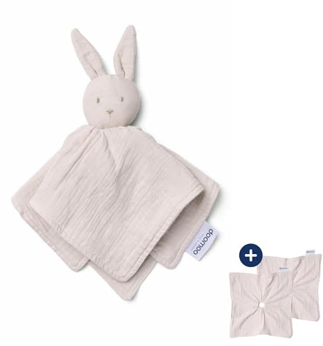 Doomoo You&Me Schnuffeltuch Baby - Schmusetuch aus 2 Textilkörpern - aus Bio- Baumwolle und organischem Frottee - Öko Tex Zertifiziert - Geschenkidee zur Geburt - Almond