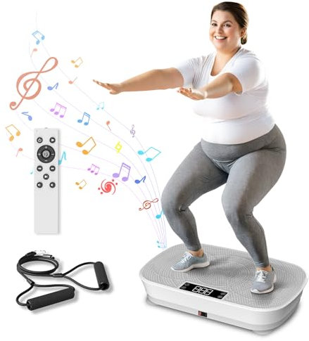 Vibration Plate Exercise Machine with Bluetooth, Vibration Plate for Lymphatic Drainage with Loop Bands, Whole Body Vibration Plate for Home Gym, Touch Control