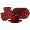 Ritzenhoff & Breker Gambia Kaffeetassen mit Untertassen 6er Set, 220 ml, Tassen-Untertassen-Set für 6 Personen, Skandinavisches Design mit Reaktivglasur, Steinzeug, Rot
