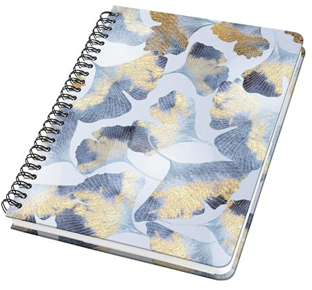 Sigel JN626 Spiralblock A5 dotted, Notizblock Bullet Journal Jolie, 100 g/m2, 120 Seiten, blau, gold, vegan, aus nachhaltigem Papier hergestellt