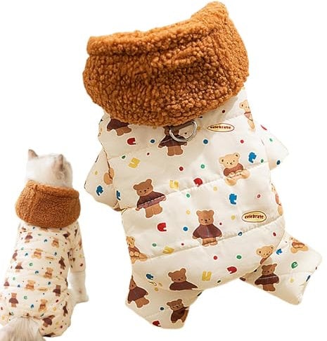 Hunde-Wintermantel, warme Hundejacke, Katzenmantel mit Kapuze, Welpenpullover, warm, kleine Hundekleidung, niedliche Hundejacke, Hundejacke mit Kapuze, Haustier-Winterpullover, Welpen-Kapuzenmantel,