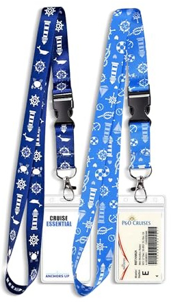 Kreuzfahrt Lanyards [2er-Pack] mit wasserdichter, abnehmbarer Kartenhülle – Klarer Cruise Kartenhalter für Bordkarte/Keycard – passend für AIDA, Mein Schiff, MSC & Costa – Blau & Navy
