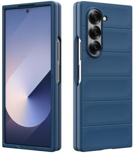 Custodia Compatibile con Samsung Galaxy Z Fold 6, Silicone Custodia per Tutto il Corpo, Copertura Antiurto con Fotocamera Protettivo, Cover Rigido al Tatto - Blu Scuro