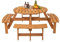 KOMFOTTEU Bierzeltgarnitur für 8 Personen, Picknicktisch Set aus Tannenholz mit 4 Bänken & Sonnenschirmloch, Gartenmöbel φ179 x 70 cm, Gartengarnitur Sitzgarnitur für Terrasse, Camping (Gelb)