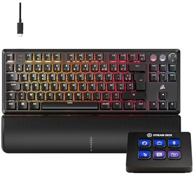 Corsair K70 Pro TKL + Elgato Stream Deck Mini Bundle - Clavier de Jeu Filaire Magnétique-Mécanique avec Contrôleur de Studio pour Zoom, Teams, PowerPoint, MS Office etc, Compatible PC/Mac