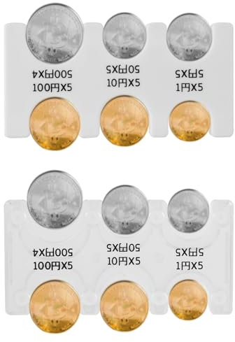 BOXOB 2pcs Porte Monnaie Japonais Yen, Plastique Rectangulaire Distributeur Organisateur Monnaie Yen avec 6 Emplacements pour Voiture Voyage (Transparent, Blanc)