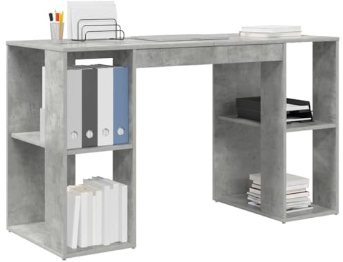 vidaXL Schreibtisch Beton Grau Holzwerkstoff 130 x 50,5 x 75 cm