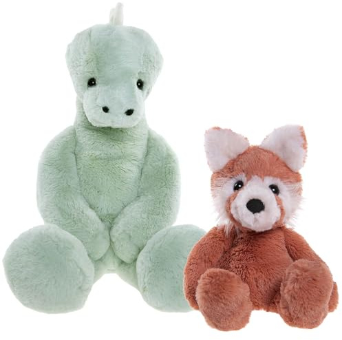sarcia.eu Charlie Bears Set mit Zwei Kuscheltieren aus der Serie Bear&Me: Panda Ronnie und Stegosaurus Stevie Plüschtiere ideal für Kinder (D)