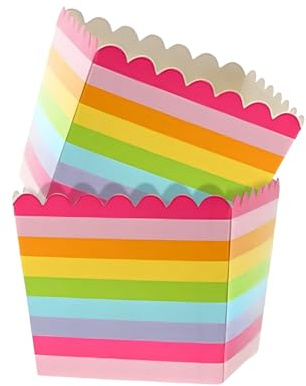 Ztolbriy 12 Stück 6,5cm * 8cm Klein Pappbehälter Bunt Gestreiften Geeignet als Eisbecher, Popcorn Tüten, Cupcake Behälter für Eiscreme Party eine Babyparty，Gender Reveal,Baby Shower Party