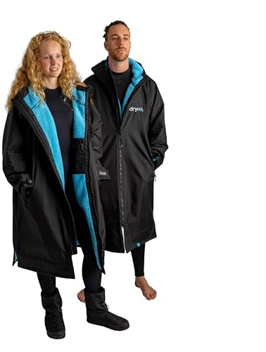 Dryrobe Advance Waterproof Changing Robe - LONG SLEEVE Oversized Change Robe Coat with Fleece Lining - Hooded Jacket for Beach, Wild Swimming, Surfing
