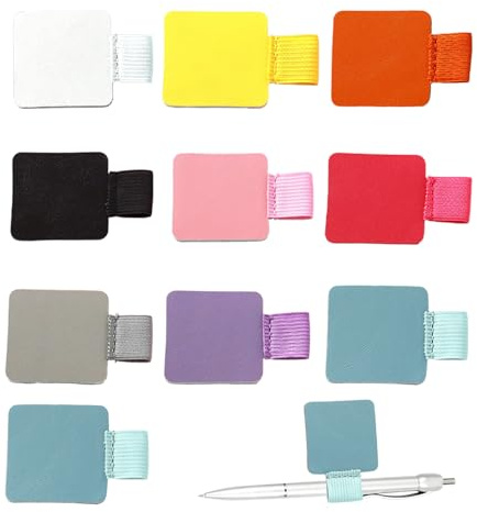 10 Stück Stiftschlaufe Selbstklebend,Stifthalter Notizbuch,Stifthalter Selbstklebend,Stiftschlaufe mit Elastische,Farbe Pen Loop Holder,Lederstifthalter,Stiftringhalter für Notebook,Tagebuch,Kalender