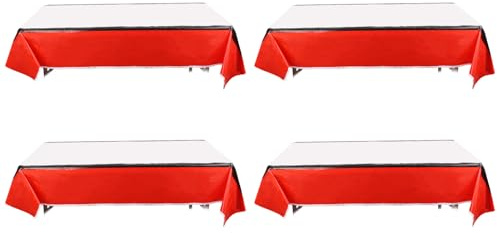 SAVITA 4pcs Nappe de Fête d'Animation Dessin Animé, 180x108 cm Nappe en Plastique Rouge et Blanche Décorations de Table pour Fêtes Anniversaires Garçons et Filles