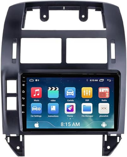 Radio con Pantalla táctil Android 13 de 9 Pulgadas y 2 DIN para VW Volkswagen Polo 4 Mk4 (2004-2011), Bluetooth, CarPlay, cámara Trasera AHD, navegación GPS y Controles en el Volante.