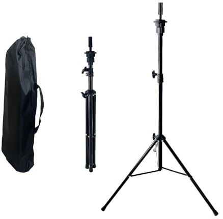 GL Hair Adjustable Wig Tripod Stand | 78–150cm ,Metal Mannequin Head Stand for Wig Making, Styling & Hairdressing Training – 360° Rotating Top, Stable Tripod Base & Carry Bag – Black