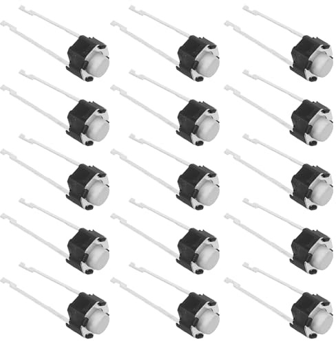 TINEASUR Kit de 20 Micro Interrupteurs Tactiles Ronds 2 Contacts en Plastique et Cuivre Technologie Faible Bruit pour Plaque D'essai et Projets de Contrôle Industriel