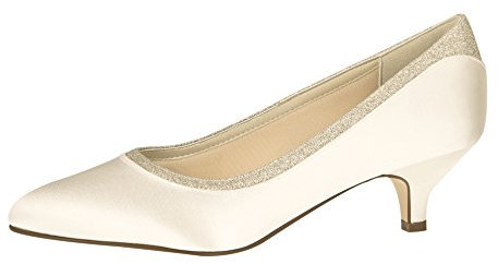 Rainbow Club Brautschuhe Bobbie - Ivory Satin Glitzer - Pumps Größe 37.5 EU 4.5 UK Damen