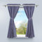 HongYa 4-TLG. Set Karo-Muster Vorhangschals Küche Gardinen Vorhänge mit Raffhalter H/B 120/80 cm Blau