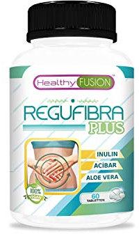 Healthy Fusion, ReguFibra Plus | Prebiotikum mit Aloe Vera & Inulin | 10 Mrd. UFC | Fördert Verdauung & reguliert Darmtätigkeit | Beugt Verstopfung vor | Detox-Effekt | 60 Tabletten