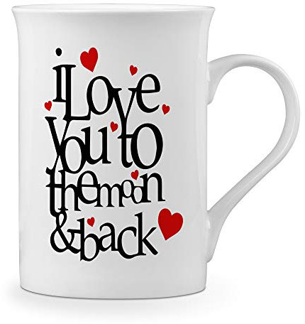 I Love You to The Moon and Back Hearts - Gift Fine Bone China Mug