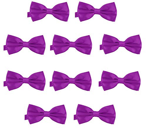 DonDon Set da 10 papillon da uomo 12 x 6 cm già legato e infinitamente regolabile – Viola scuro