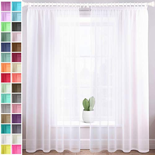 Megachest gathering tape voile curtain(Pure White, W 56 x L 72 (2 Panels))
