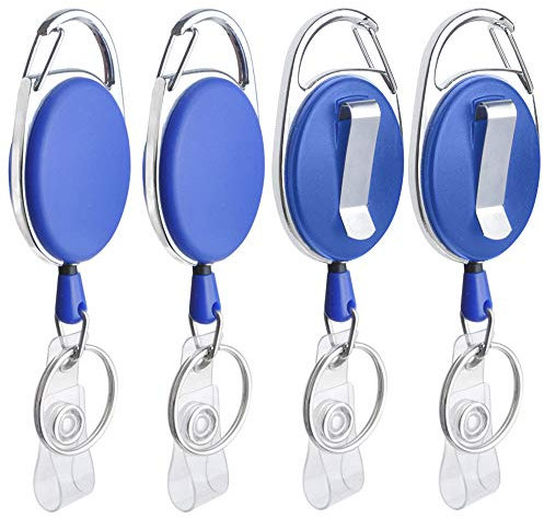 GOGO 4 pièces Porte Badge Enrouleur Porte-clés Retractable Yoyo, Enrouleur badge rétractable Porte-Badge Mousqueton avec rouleau clip ceinture
