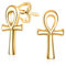 Minimalistische Zierliche Zarte Religiöse Lebenssymbol Ägyptische Ankh Kreuz Ohrstecker Für Frauen Und Männer Gold 2,5 Mikron Vergoldung .925 Sterlingsilber
