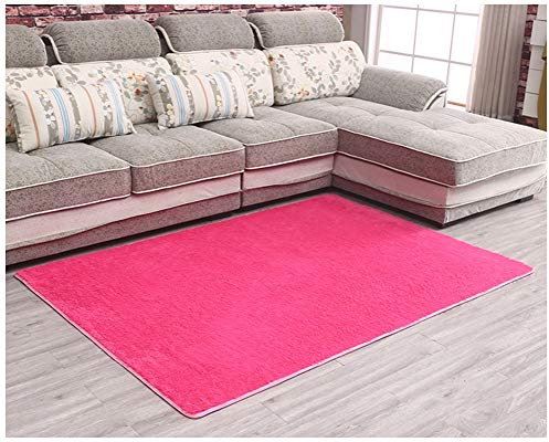 YOUCAI Tapis Chambre Doux Tapis Salon Court/Long Fausse Fourrure Decoration Antidérapant Moelleux Moderne Tapis de Sol,120x200cm,Rose-Court