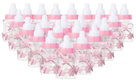 Holdfiturn 24Pcs Baby Shower Bottles Fillable Bottles Candy Box Pink Lace
