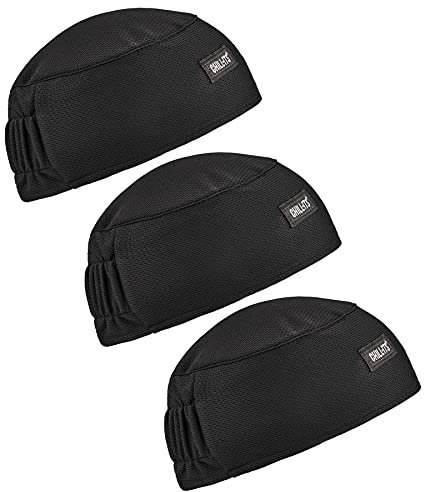 Ergodyne Unisex-Erwachsene Chill-its 6630 High Performance Skull Frottee Schweißband Cap, Schwarz, One Size (3er Pack)