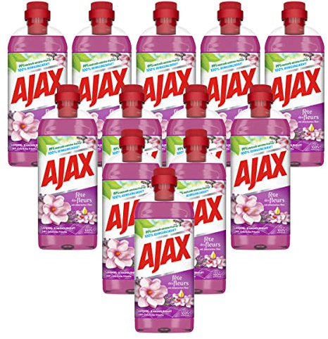 Ajax Allzweckreiniger Lavendel & Magnolie 12 x 1L - Multi-Oberflächen-Reiniger mit ätherischen Ölen