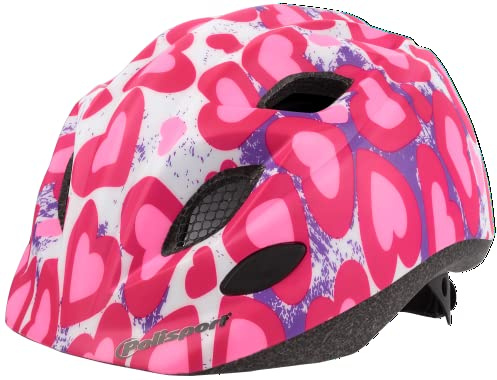 POLISPORT 8740900014 - S Junior Glitter Hearts Premium Fahrradhelm für Kinder verstellbar Grösse S (52-56cm) mit CE-Zertifizierung für Radfahren Skateboarding Skating in Farbe Glänzende Herzen