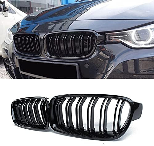 TOOWGM 1 Paar schwarz glänzender Kühlergrill Kühlergrill Nieren Auto Styling für BMW 3-Series F30 F31 F35 2012-2017 (Black)
