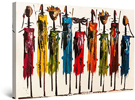 Startonight Impression sur Toile - Tribu Africaine - Tableau Decoration Murale Salon Moderne - Image sur Toile - Grande 80 x 120 cm Idée Cadeau Élégante et Originale Effet Lumineux Nocturne