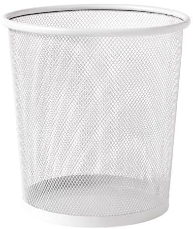 CABLEPELADO Papelera Malla Metalica, Cesto basura redondo metálico, Papelera Reciclaje, Cubo de Basura, Papelera Escritorio, Papelera Baño, 27 cm alto x 23.5 cm diámetro, 12 Litros (Blanco)