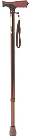 Bastone da Passeggio Telescopico per Anziani con Canna in Alluminio e Impugnatura Ergonomica - Puntale Antiscivolo e Laccetto in Nylon - Regolabile in Altezza da 60 a 93 cm (Bronzo)