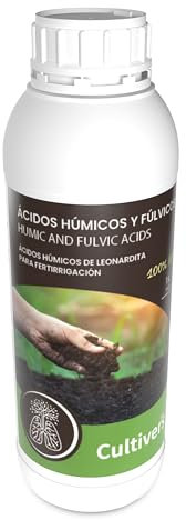 CULTIVERS Abono de Ácidos Húmicos y Fúlvicos 1 L Fertilizante de Leonardita. Potencia la fertilidad del Suelo Mejora la Capacidad de absorción de nutrientes y desarrolla la raíz. Force Humic
