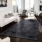 TT Home Wohnzimmer Teppich Kurzflor Unifarben Used Look Abstraktes Design Modern, Farbe: Dunkelgrau, Größe:240x340 cm