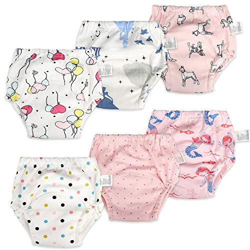 FLYISH DIRECT Potty Training Pants for Girls - Reusable, 6 Packs, 5 Years, Pink