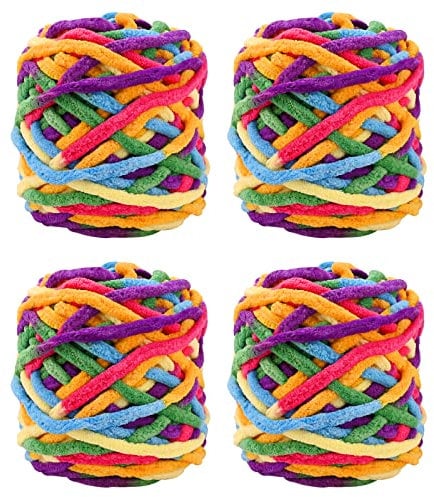 4er Pack 100g Strickwolle Wolle zum Häkeln Strickgarn Sockenwolle zum Stricken Bunte Acrylgarn Knäuel Häkelgarn Mehrfarbiger Set für Decken Pullover Schuhe Mützen Schals (Stil D)