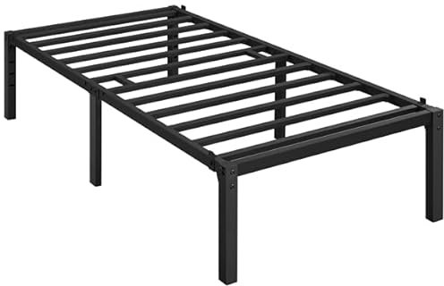 Yaheetech Lit Simple Double en Métal Assemblage Simple pour Petits Espaces Adultes 90x190 cm Noir