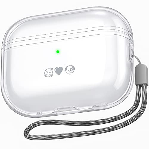 NIUTRENDZ Klar Airpods Pro 2 Hülle TPU-Schutzhüllen mit Handschlaufe [Front-LED Sichtbar] [Kabelloses Laden] Kompatibel mit Apple AirPods Pro 2nd Generation & USB-C