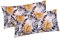 Baumwoll Renforcé Kissenbezug - 2er Set in 40x80cm - Blätter in Grau, Schwarz und Orange - Kopfkissen-Bezug, Kissenhülle, Dekokissenbezug aus 100% Baumwolle (KY-660/1-40x80)