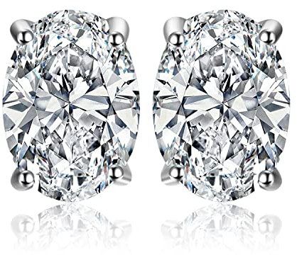 JewelryPalace Oval 2ct Zirkonia Solitär Ohrstecker Silber 925 Damen, Simulierter Diamant Braut Schmuck Set, Ohrringe Silber Mädchen Edelstein,Ohrstecker Silber Klein mit Stein Geschenk Frauen