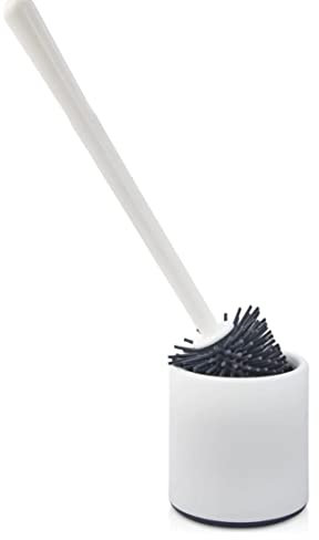 BOAA Fresh WC-Bürste - Toilettenbürste Silikon weiß mit Bodenständer selbstreinigend, schonend und gründlich, 35,5 cm, Klobürste Silikon Badezimmer