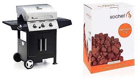 sochefSochef G45129 Golosone 3 Barbecue a gas & G432-000W-02 Pietra Lavica, Rossa, 3 kgsochef